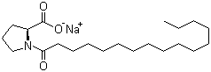 结构式 CAS# 58725-33-0, N-十六碳酰-L-脯氨酸钠; 1-棕榈酰-L-脯氨酸钠