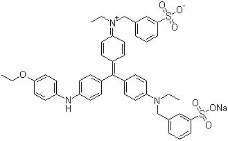 structure of CAS# 6104-59-2, Acid Blue 83;C.I. 42660; N-[4-[[4-[(4-Ethoxyphenyl)amino]phenyl][4-[ethyl[(3-sulfophenyl)methyl]amino]phenyl]methylene]-2,5-cyclohexadien-1-ylidene]-N-ethyl-3-sulfobenzenemethanaminium inner salt monosodium salt