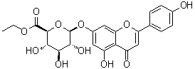 structure of CAS# 62268-42-2, 5-Hydroxy-2-(4-hydroxyphenyl)-4-oxo-4H-1-benzopyran-7-yl beta-D-glucopyranosiduronic acid ethyl ester