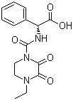 structure of CAS# 63422-71-9, (2R)-2-[(4-Ethyl-2,3-dioxopiperazinyl)carbonylamino]-2-phenylacetic acid;(R)-(-)-alpha-[[(4-Ethyl-2,3-dioxo-1-piperazinyl)carbonyl]amino]benzeneacetic acid; EPCP