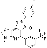 structure of CAS# 635324-72-0, 2-(4-Fluorophenyl)-1,6-dihydro-6-methyl-4-[3-(trifluoromethyl)phenyl]dipyrazolo[3,4-b:3',4'-d]pyridin-3(2H)-one