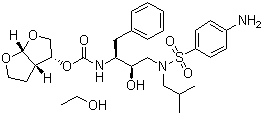 structure of CAS# 635728-49-3, Darunavir ethanolate;N-[(1S,2R)-3-[[(4-Aminophenyl)sulfonyl](2-methylpropyl)amino]-2-hydroxy-1-(phenylmethyl)propyl]carbamic acid (3R,3aS,6aR)-hexahydrofuro[2,3-b]furan-3-yl ester compd. with ethanol