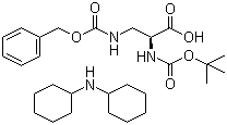 结构式 CAS# 65710-58-9, N-叔丁氧羰基-N'-苄氧羰基-L-2,3-二氨基丙酸二环己胺盐