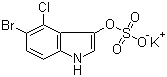 structure of CAS# 6578-07-0, 5-Bromo-4-chloro-indol-3-ol hydrogen sulfate potassium salt;5-Bromo-4-chloro-1H-indol-3-ol hydrogen sulfate (ester) monopotassium salt; 5-Bromo-4-chloro-indol-3-ol hydrogen sulfate (ester) K salt