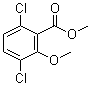 结构式 CAS# 6597-78-0, 2-甲氧基-3,6-二氯苯甲酸甲酯; 麦草畏甲酯