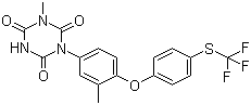 结构式 CAS# 69004-03-1, 托曲珠利; 1-[3-甲基-4-(4-三氟甲硫基-苯氧基)-苯基]-3-甲基-1,3,5-三嗪-2,4,6-三酮