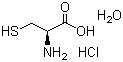 structure of CAS# 7048-04-6, L-Cysteine hydrochloride monohydrate;alpha-Amino-beta-mercapto-propionic acid hydrochloride monohydrate