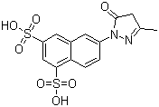 structure of CAS# 7277-87-4, 6-(4,5-Dihydro-3-methyl-5-oxo-1H-pyrazol-1-yl)naphthalene-1,3-disulfonic acid