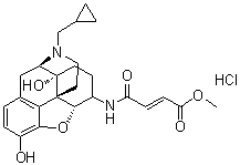 structure of CAS# 72786-10-8, beta-Funaltrexamine hydrochloride;(2E)-4-[[(5alpha,6beta)-17-(Cyclopropylmethyl)-4,5-epoxy-3,14-dihydroxymorphinan-6-yl]amino]-4-oxo-2-butenoic acid methyl ester monohydrochloride; Naltrexone beta-fumarate methyl ester hydrochloride
