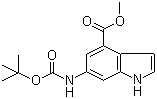 结构式 CAS# 731810-56-3, 6-(叔丁氧羰基氨基)-1H-吲哚-4-羧酸甲酯
