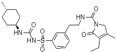结构式 CAS# 791104-62-6, 3-乙基-2,5-二氢-4-甲基-N-[2-[3-[[[[(反式-4-甲基环己基)氨基]羰基]氨基]磺酰基]苯基]乙基]-2-氧代-1H-吡咯-1-甲酰胺