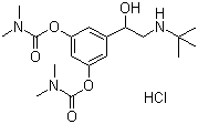 structure of CAS# 81732-46-9, Bambuterol hydrochloride;Dimethylcarbamic acid 5-[2[(1,1-dimethyl)amino]1-hydroxyethyl]-1,3-phenylene ester hydrochloride