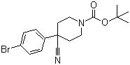 structure of CAS# 847615-14-9, 4-(4-Bromophenyl)-4-cyanopiperidine-1-carboxylic acid tert-butyl ester