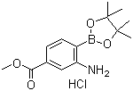structure of CAS# 850567-49-6, (2-Amino-4-methoxycarbonylphenyl)boronic acid pinacol ester hydrochloride;2-Amino-4-(methoxycarbonyl)benzeneboronic acid pinacol ester hydrochloride