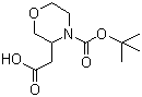 结构式 CAS# 859155-89-8, 4-N-Boc-吗啉-3-乙酸