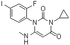 structure of CAS# 871700-22-0, 3-Cyclopropyl-1-(2-fluoro-4-iodophenyl)-6-methylamino-1H-pyrimidine-2,4-dione