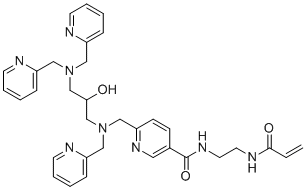 structure of CAS# 871839-54-2, Phos-tag Acrylamide AAL-107;6-[[[3-[bis(pyridin-2-ylmethyl)amino]-2-hydroxypropyl]-(pyridin-2-ylmethyl)amino]methyl]-N-[2-(prop-2-enoylamino)ethyl]pyridine-3-carboxamide