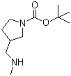 structure of CAS# 872716-75-1, tert-butyl 3-[(methylamino)methyl]-1-pyrrolidinecarboxylate;3-[(Methylamino)methyl]-1-pyrrolidinecarboxylic acid tert-butyl ester