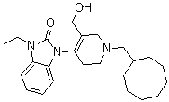 structure of CAS# 873567-76-1, Trap 101;1-[1-(Cyclooctylmethyl)-1,2,3,6-tetrahydro-5-(hydroxymethyl)-4-pyridinyl]-3-ethyl-1,3-dihydro-2H-benzimidazol-2-one