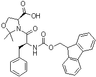 结构式 CAS# 878797-01-4, (4S)-3-[(2S)-2-[[芴甲氧羰基]氨基]-1-氧代-3-苯基丙基]-2,2-二甲基-4-恶唑烷羧酸