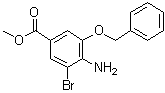 structure of CAS# 881909-58-6, 4-Amino-3-bromo-5-(phenylmethoxy)benzoic acid methyl ester