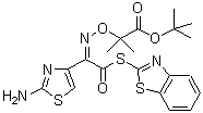 structure of CAS# 89604-92-2, 2-Mercaptobenzothiazolyl-(Z)-(2-aminothiazol-4-yl)-2-(tert-butoxycarbonyl) isopropoxyiminoacetate  ;Propanoic acid (Z)-2-[[[1-(2-amino-4-thiazolyl)-2-(2-benzothiazolylthio)-2-oxoethylidene]amino]oxy]-2-methyl-1,1-dimethylethyl ester; Benzothiazolyl [2-(2-tert-butoxy-carbonylprop-2-oxdyimino)-2-(4-amino-thiazol-4-yl) thio acetate