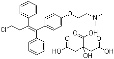 structure of CAS# 89778-27-8, Toremifene citrate;(Z)-2-[4-(4-Chloro-1,2-diphenyl-1-butenyl)phenoxy]-N,N-dimethyl-ethanamine 2-hydroxy-1,2,3-propanetricarboxylate