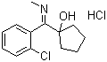 structure of CAS# 90717-16-1, 1-[(2-Chlorophenyl)-N-(methylimino)methyl]cyclopentanol hydrochloride ;2-Chlorophenyl-1-hydroxy-1-cyclopentyl N-methyl ketimine hydrochloride