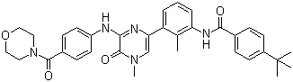 结构式 CAS# 910232-84-7, CGI-1746; N-[3-[4,5-二氢-4-甲基-6-[[4-(4-吗啉基羰基)苯基]氨基]-5-氧代-2-吡嗪基]-2-甲基苯基]-4-(叔丁基)苯甲酰胺