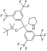 structure of CAS# 913699-13-5, (2S)-2-[Bis[3,5-bis(trifluoromethyl)phenyl][[(1,1-dimethylethyl)dimethylsilyl]oxy]methyl]pyrrolidine