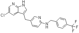 structure of CAS# 923562-23-6, 5-[(5-Chloro-1H-pyrrolo[2,3-b]pyridin-3-yl)methyl]-N-[[4-(trifluoromethyl)phenyl]methyl]-2-pyridinamine