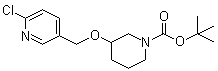structure of CAS# 939986-93-3, 3-[(6-Chloro-3-pyridinyl)methoxy]-1-piperidinecarboxylic acid tert-butyl ester