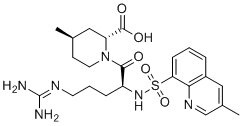 structure of CAS# 951130-92-0, Argatroban M1 metabolite;Dehydroargatroban;(2R,4R)-1-[(2S)-5-(diaminomethylideneamino)-2-[(3-methylquinolin-8-yl)sulfonylamino]pentanoyl]-4-methylpiperidine-2-carboxylic acid
