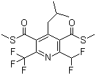 structure of CAS# 97886-45-8, Dithiopyr;Dimethyl 2-(difluoromethyl)-4-(2-methylpropyl)-6-(trifluoromethyl)-3,5-pyridinedicarbothioate