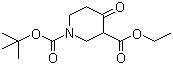 structure of CAS# 98977-34-5, N-Boc-3-carboethoxy-4-piperidone;1-N-Boc-4-oxo-3-piperidinecarboxylic acid ethyl ester; 4-Oxo-piperidine-1,3-dicarboxylic acid 1-tert-butyl ester 3-ethyl ester
